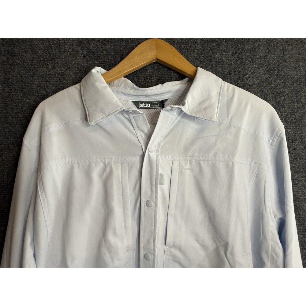 Stio Men's Button Shirt Mist Blue Hatcher Long Sleeve L Vented Lightweight - Picture 9 of 15